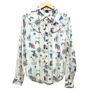 Cruel Shirt Women Medium *no Tag* Bull Western Cowgirl Horse America USA‎ FLAG